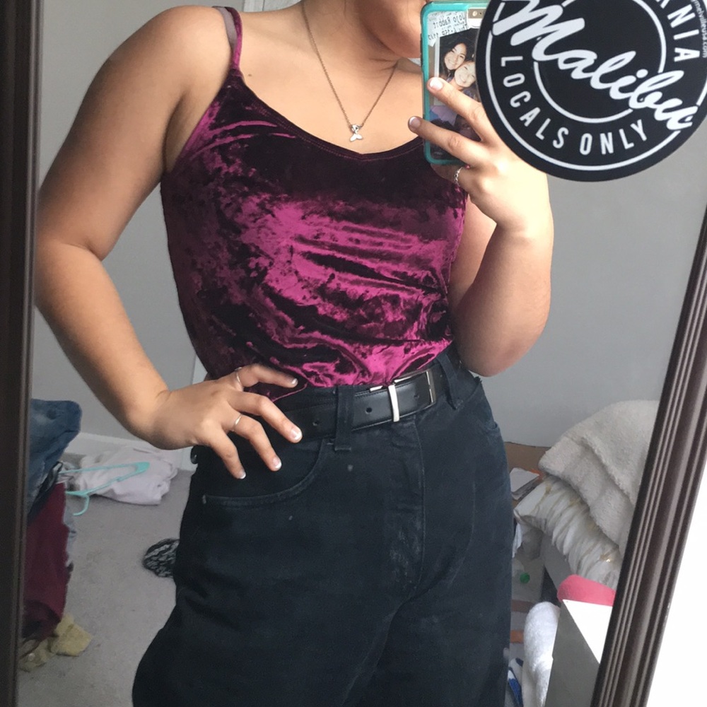 Deep wine velvet tank top